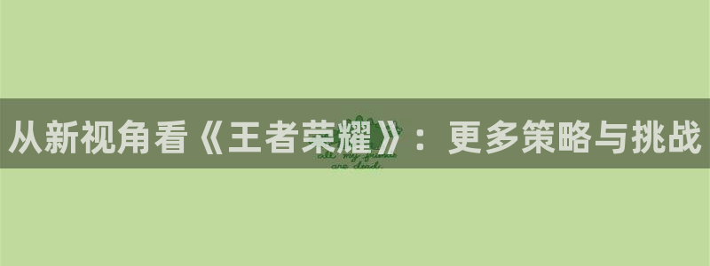赢咖娱乐登陆：从新视角看《王者荣耀》：更多策略与挑战